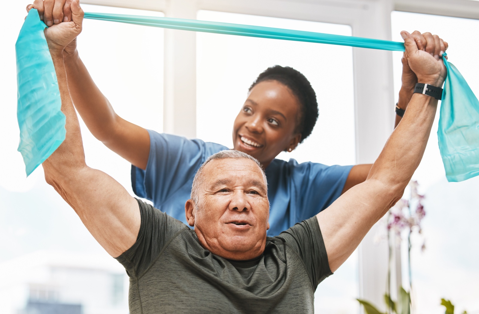 Caregiver enjoying conversation with a senior client